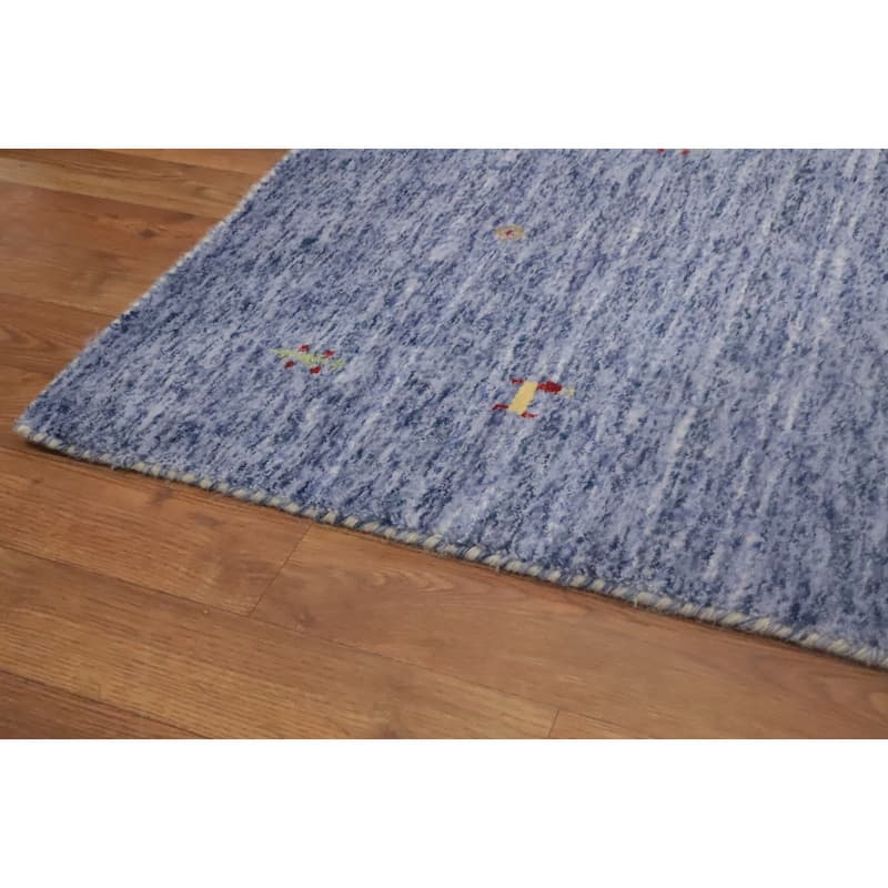 Hand Knotted Oriental 100% Wool Carpet Tribal Animal Pictorial Navy Blue & Blues Gabbeh Area Rug - 6' 0'' X 6' 1''