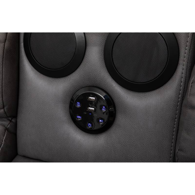 Donivi LED Faux Leather Reclining Sectional With Speakers