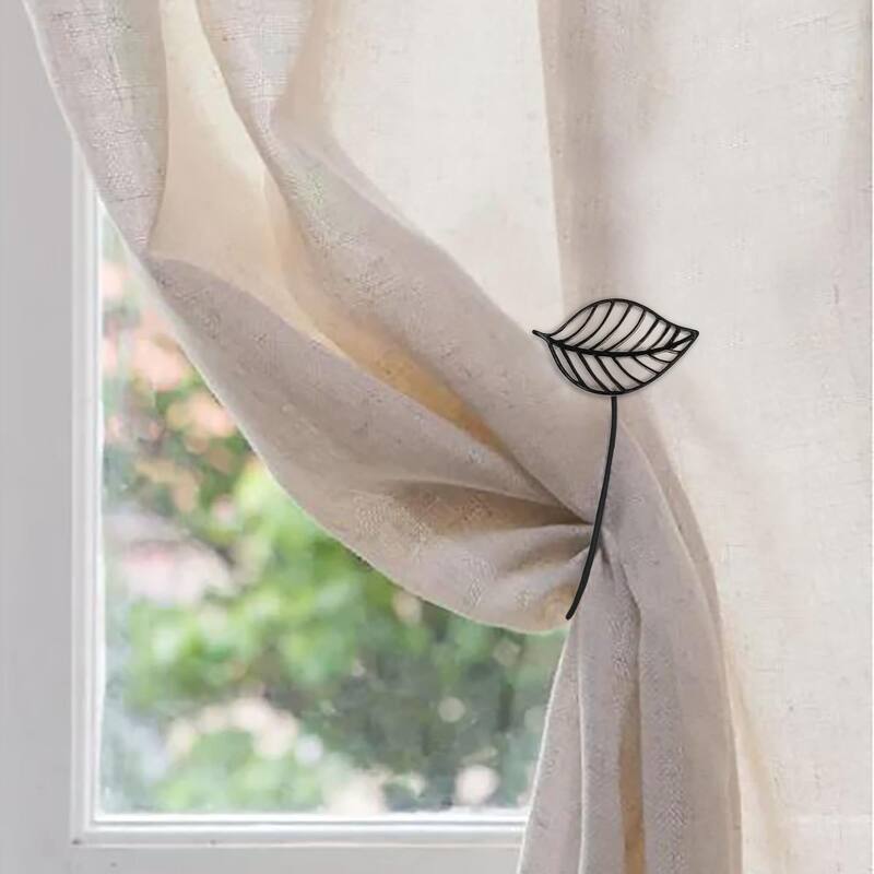 Magnetic Curtain Tieback - Stylish Leaf Design in Resin - 1 Tieback - White