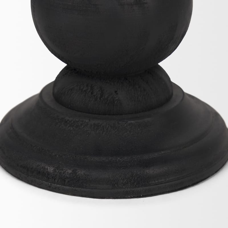 Wanda Matte Black Wood Pillar Candle Holders (Set of 2) - 4.8L x 4.8W x 11.5H