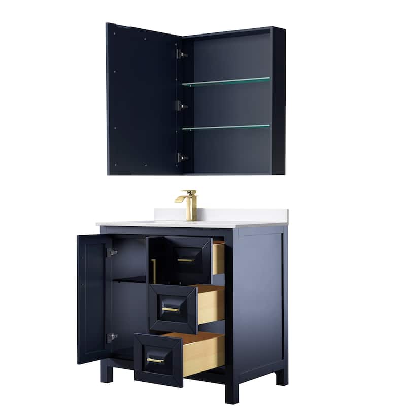 Daria 36-inch Single Vanity, Cultured Marble Top, Med Cabinet