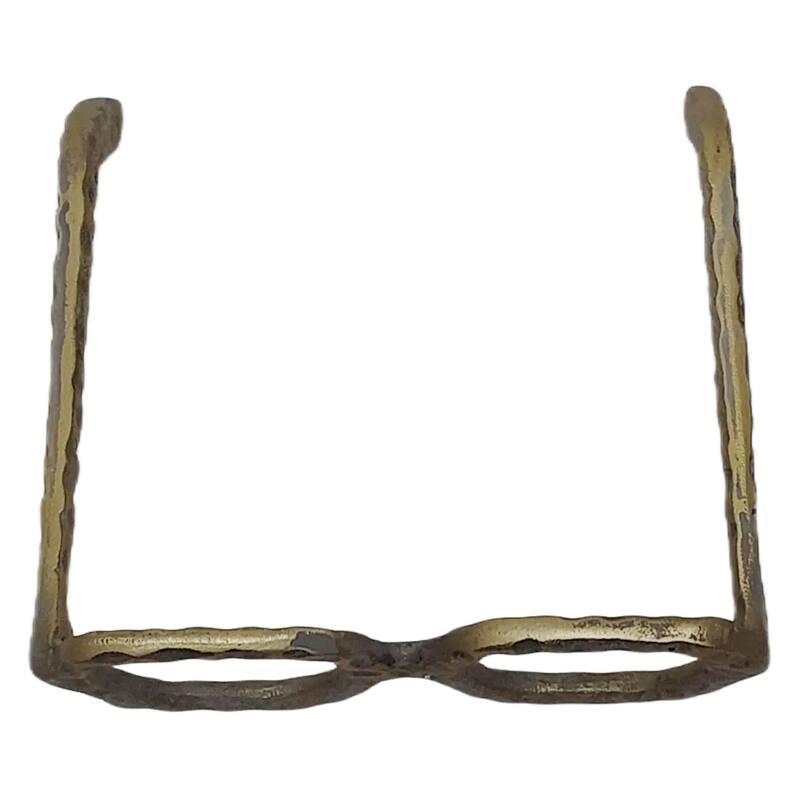 Metal Decorative Object Eyewear-Shaped Sculpture with Textured Design