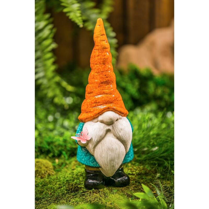 13"H Ceramic Gnome Garden Statuary, Red