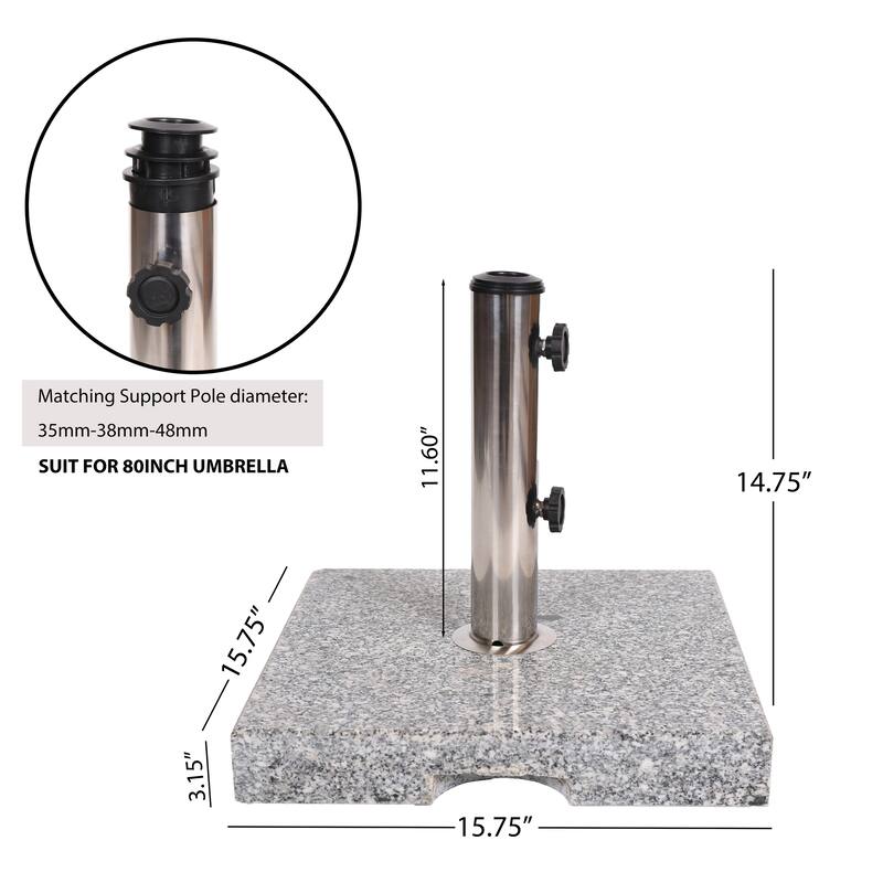 Berywn Outdoor Square Granite Umbrella Holder by Christopher Knight Home - 15.75" D x 15.75" W x 14.75" H