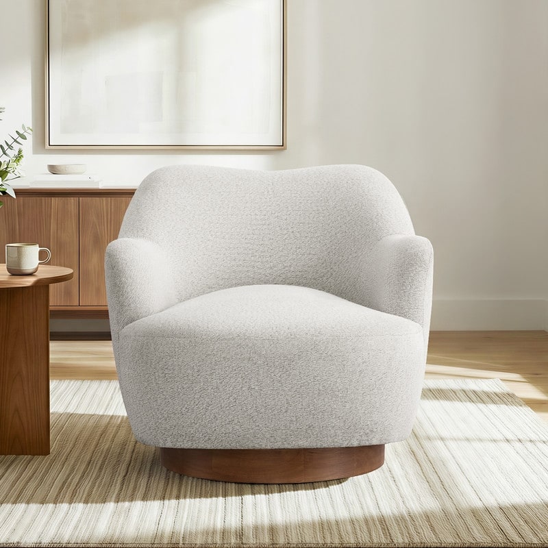 Spruce & Spring Modern Upholstered Swivel Accent Chair with Wood Base