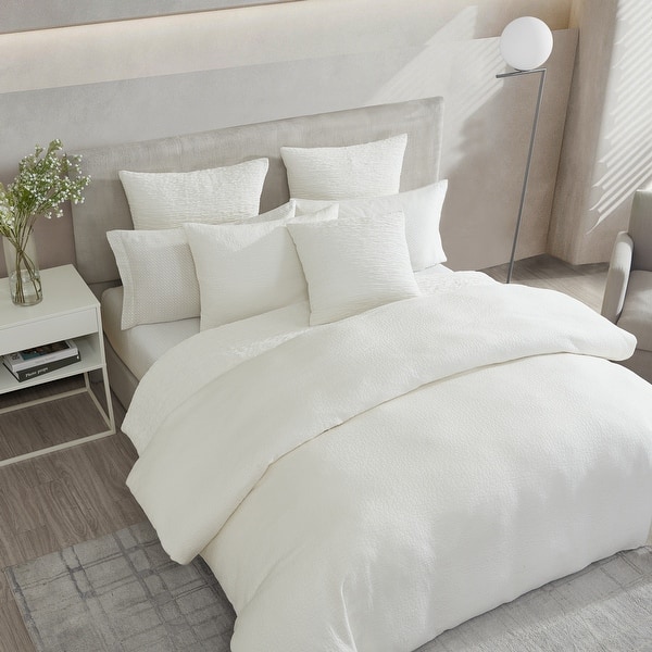 Vera Wang Abstract Roses Ivory 100 Cotton Duvet Cover & Sham Set Bed