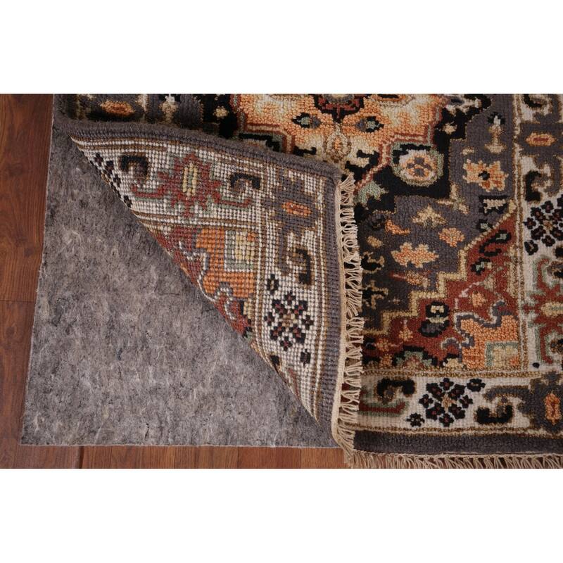 Gray Geometric Kazak Indian Runner Rug Handmade Wool Carpet - 2'7"x 10'3"
