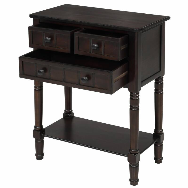 Narrow Console Table with 3 Drawers and Bottom Shelf