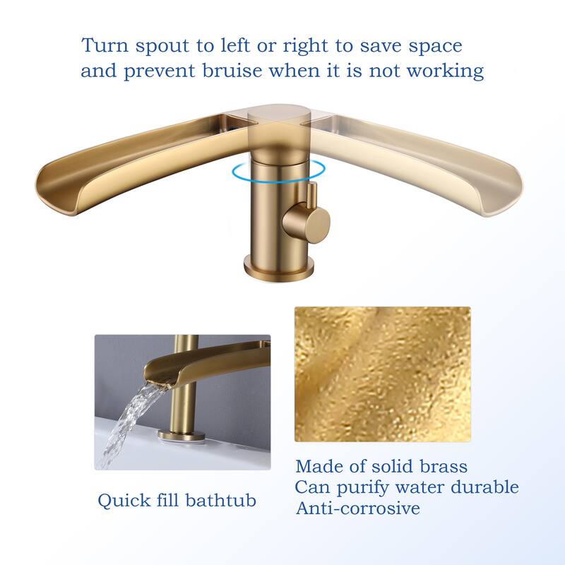 Deck Mounted Clawfoot Swivel Bathtub Faucet with Handheld Shower and 1-Handle