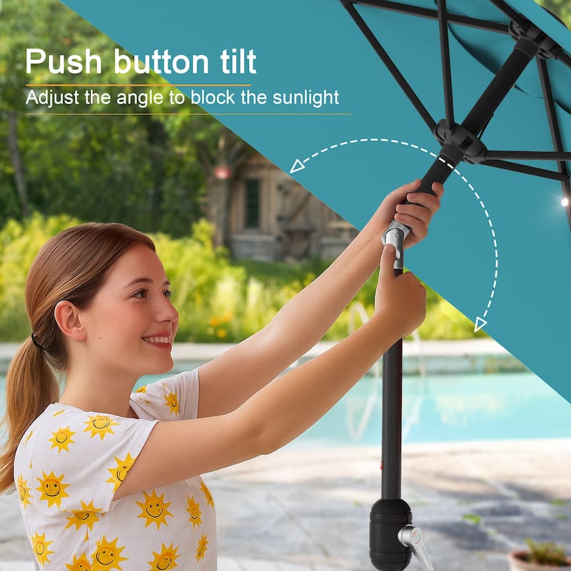 LIVOOSUN 6.5×6.5FT LED Square Patio Umbrella with UPF50+, Tilt Function, and Wind-Resistant Design——Experience Outdoor Comfort