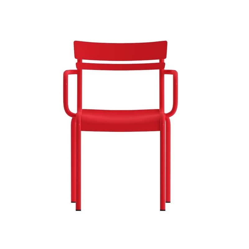 Modern Commercial Grade 2 Slat Indoor/Outdoor Steel Stack Chair
