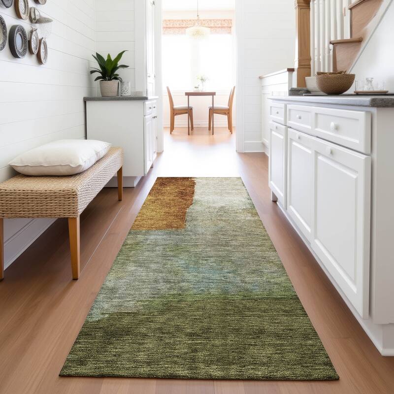 Premium Washable Super Soft Modern Chic Mayfield Rug - Green - 2'3" x 7'6"