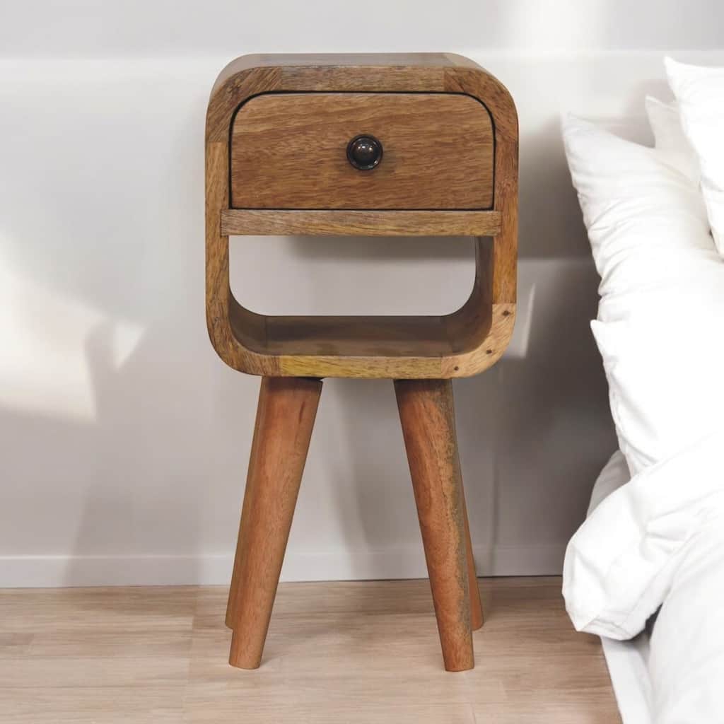 Solid Wood Extra Mini Oak-ish Curve Lower Bedside