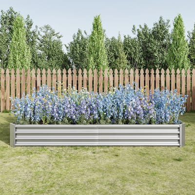 Raised Garden Bed Kit - Metal Raised Bed Garden 7.6x3.7x0.98ft for Flower Planters, Vegetables Herb Silver