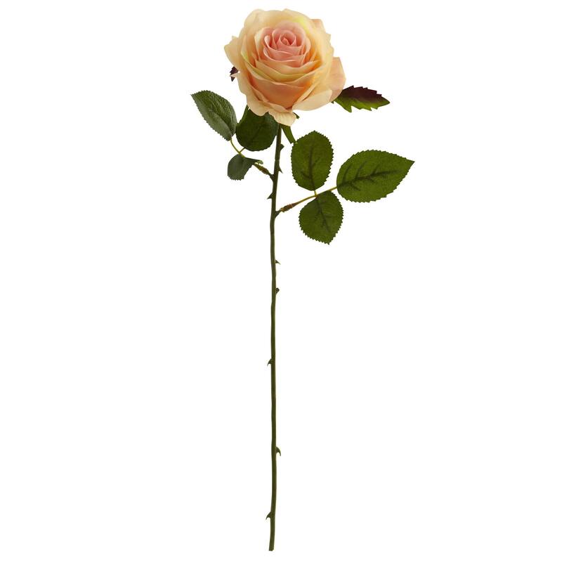 Gothic Glamour Artificial Flowers 20 Inch - Set of 6 Elegant Home Decor Stems - Peach - 18