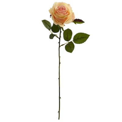 Gothic Glamour Artificial Flowers 20 Inch - Set of 6 Elegant Home Decor Stems - Peach - 18