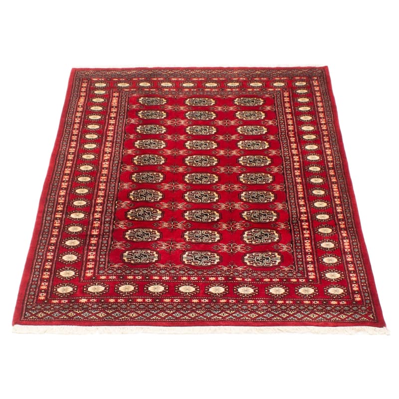 ECARPETGALLERY Hand-knotted Peshawar Bokhara Red Wool Rug - 4'2 x 5'11