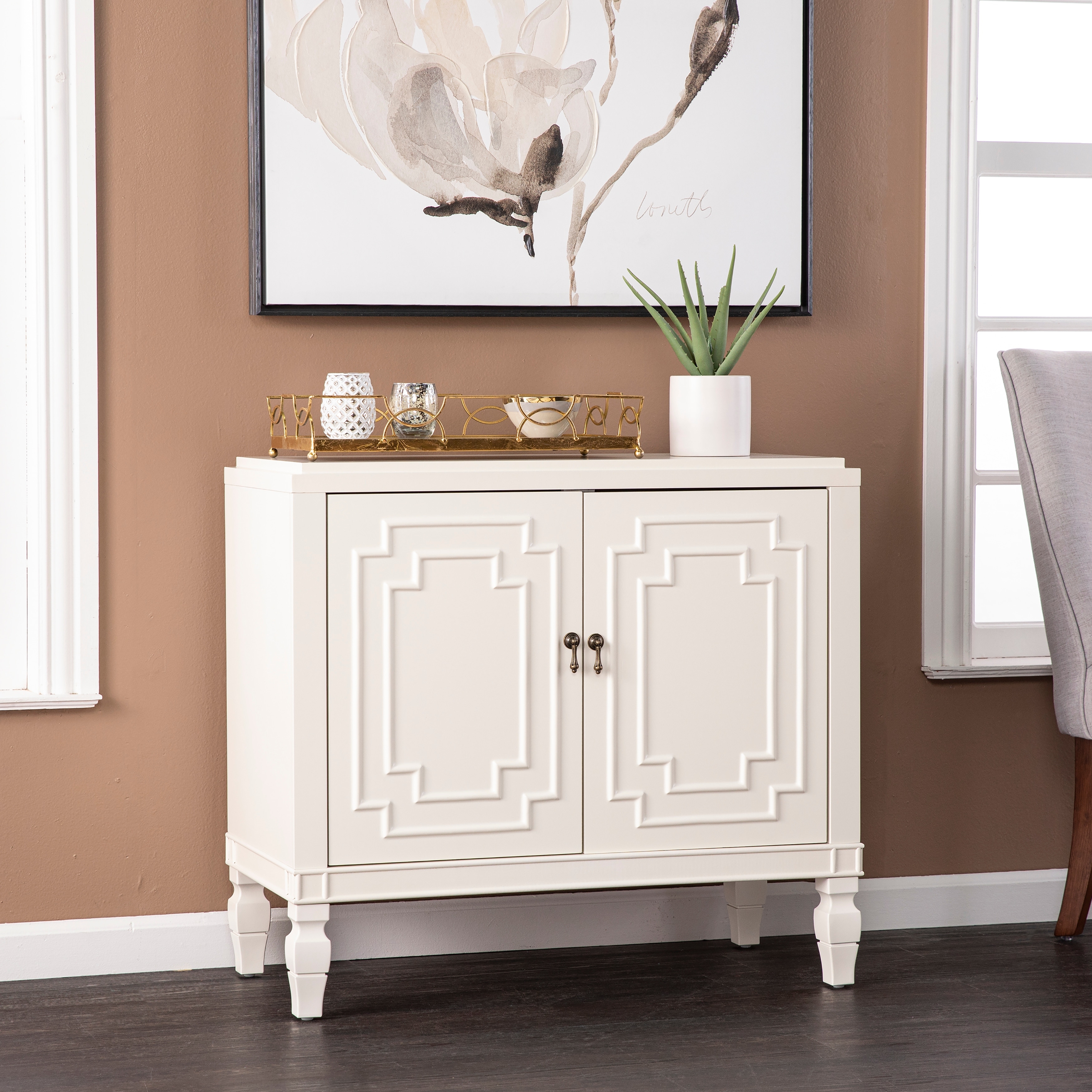 Copper grove taborley transitional white wood accent cabinet discount