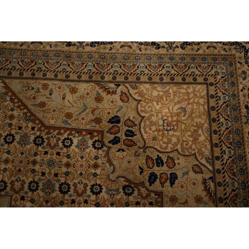 Vegetable Dye Kashan Large Vintage Persian Rug Handmade Wool Carpet - 9'10" x 13'8"