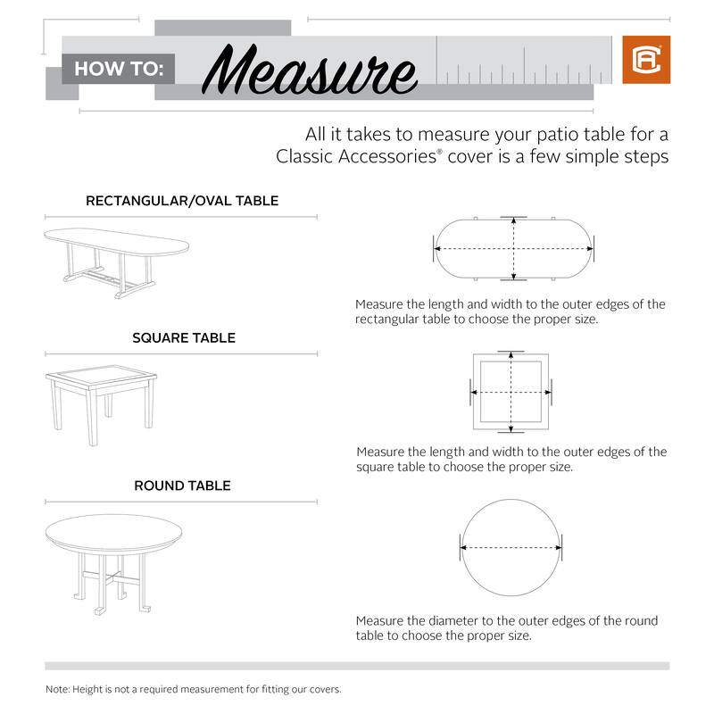 Classic Accessories Ravenna Water-Resistant 72 Inch Rectangular/Oval Patio Table Cover