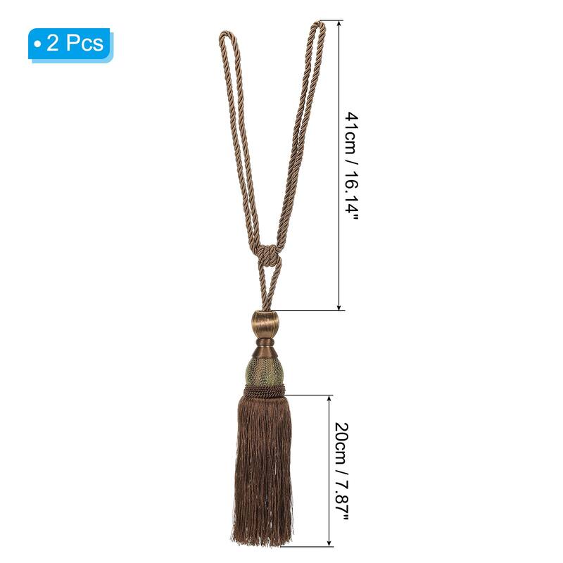 2 Pack Elegant Handmade Curtain Tiebacks Home Office Decorative - Light Brown - 16"