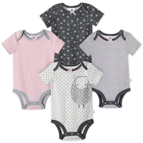 Shop Just Born Baby Girls 4 Pack Organic Short Sleeve Lil Lamb