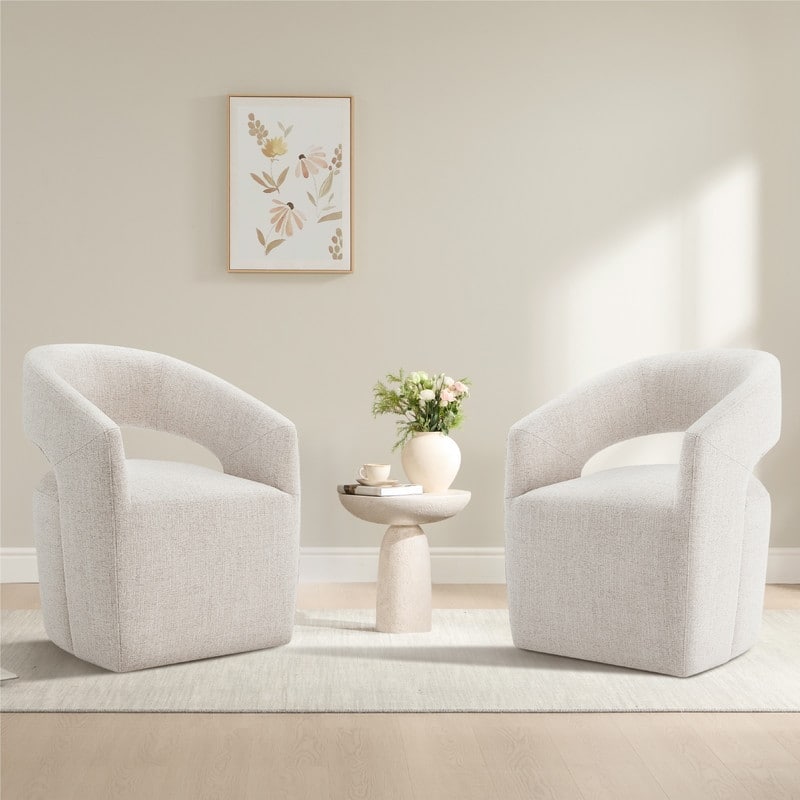 Spruce & Spring Joey Barrel Accent Chair with Casters for Living Room, Office, or Reading Nook