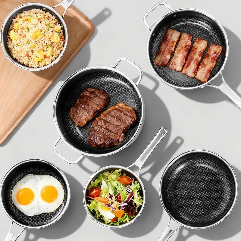 Non-Stick Cookware Set Stainless Steel Pots And Pans Set With Lids