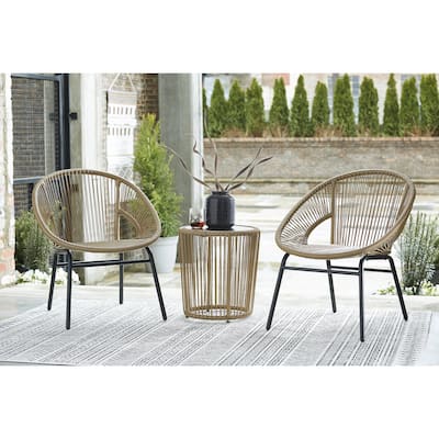 Signature Design by Ashley Mandarin Cape Outdoor Chairs with Table (Set of 3) - 28"W x 29"D x 33"H