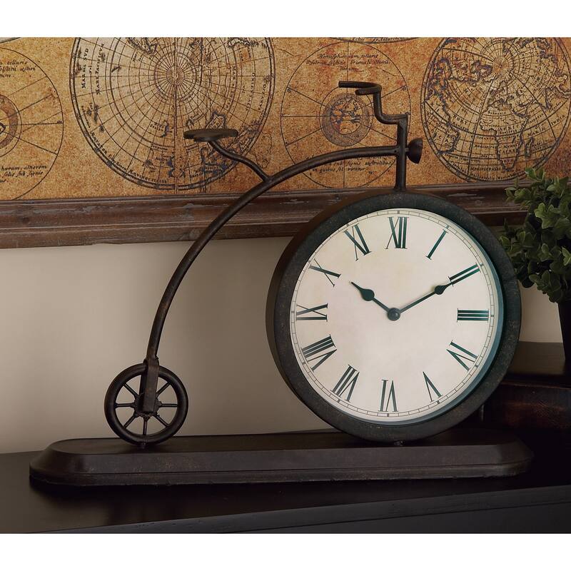 Black Metal Vintage Bike Decorative Clock - Black