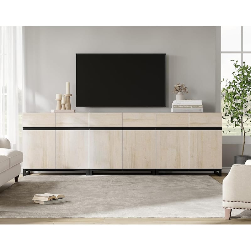 WAMPAT Modern TV Stand with Storage Cabinets for Living Room,Bedroom,Brown