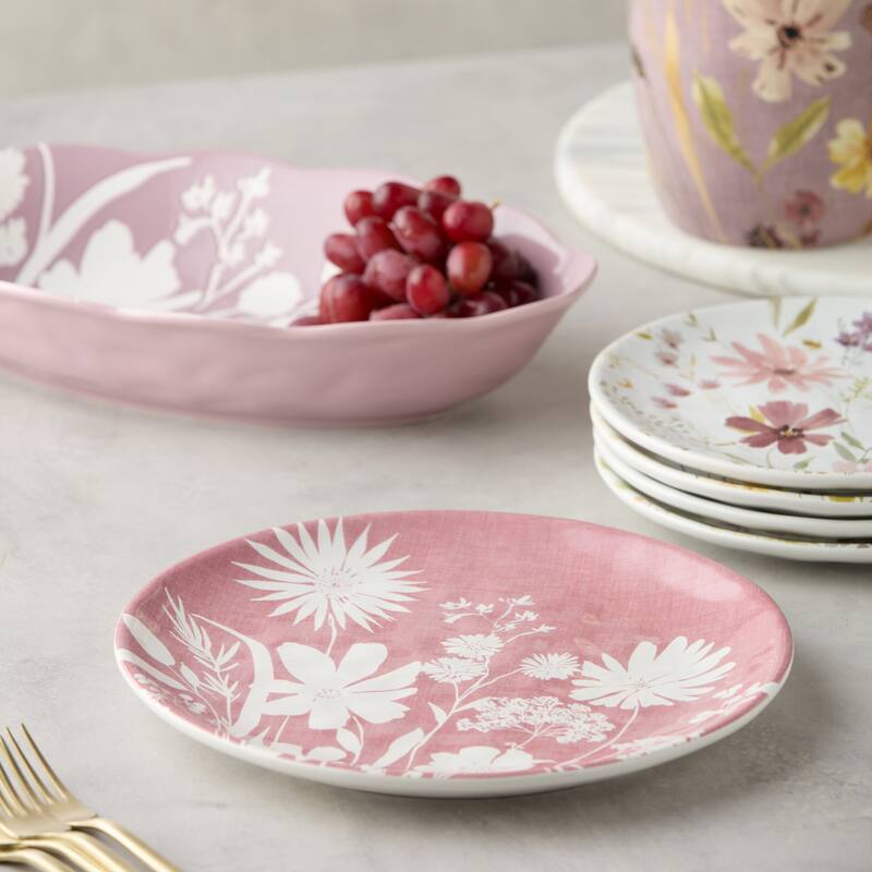 Certified International Wildflowers 10.5" Dinner Plates, Set of 4 Assorted Designs - 10.50"L x 10.50"W x 1.00"H