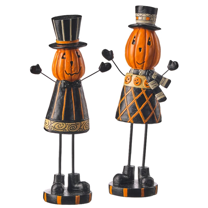 8" Resin Pumpkin Men Set of 2