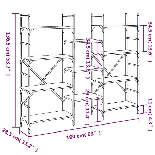 vidaXL Bookshelf Bookcase Storage Display Shelf Rack Office Engineered ...