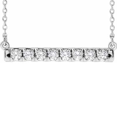 1/2Ct Bar Diamond Pendant Necklace in White or Yellow Gold Lab Grown