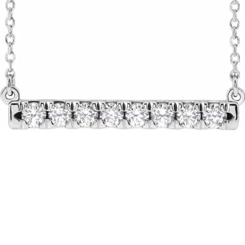 Bliss Diamond 1/2Ct Bar Diamond Pendant Necklace in White or Yellow Gold Lab Grown - White