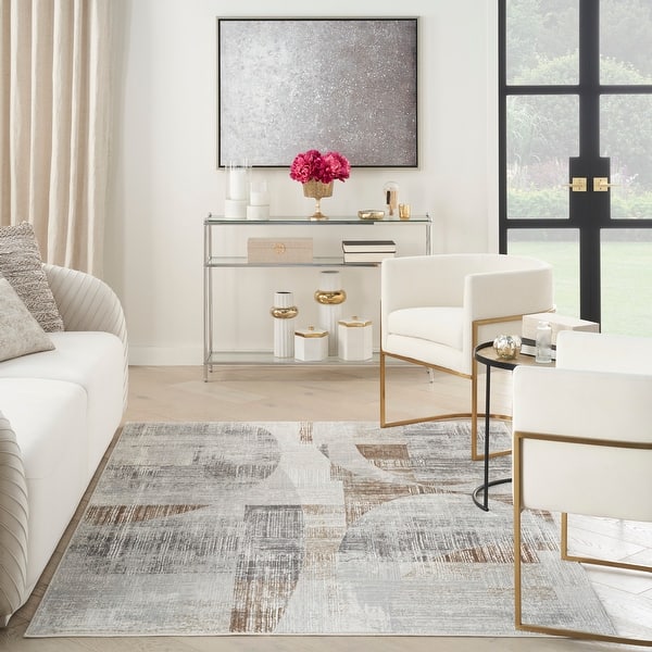 slide 2 of 10, Nourison Home Iliana Indoor only Grey Abstract Area Rug