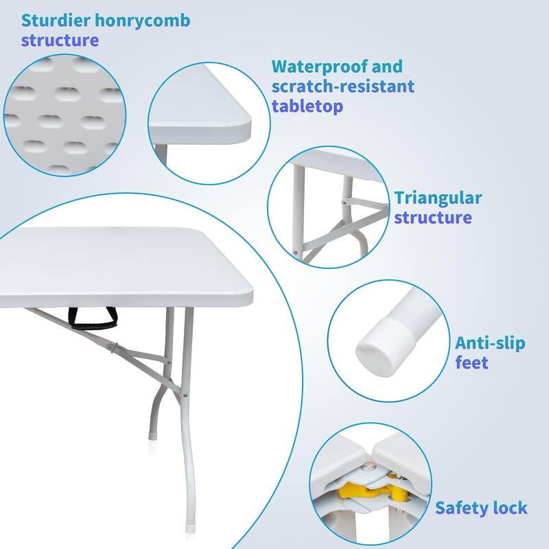 Folding Table 6 Foot Portable, Plastic Foldable Table