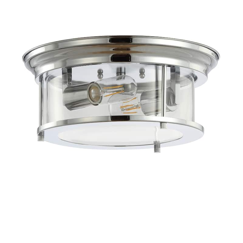 Henry 13.25" Metal/Glass LED Flush Mount, by JONATHAN Y