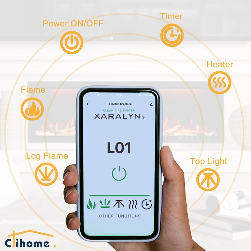 Clihome 42-88 INCH Recessed Wall-Mounted Intelligent Control Electric Fireplace