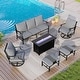 preview thumbnail 110 of 119, MAISON ARTS Outdoor Sofa Set 4/6-Piece Patio Conversation Set with 45'' Gas Fire Pit Table Set 5 - Grey