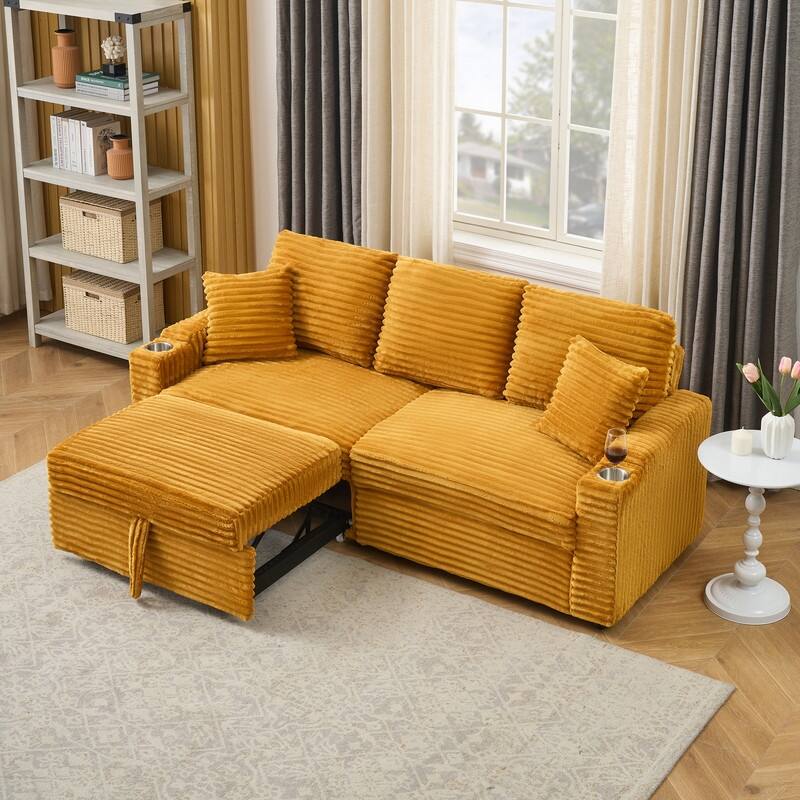 80" Cordylona Sofa, Cup Holder, Ottoman Storage