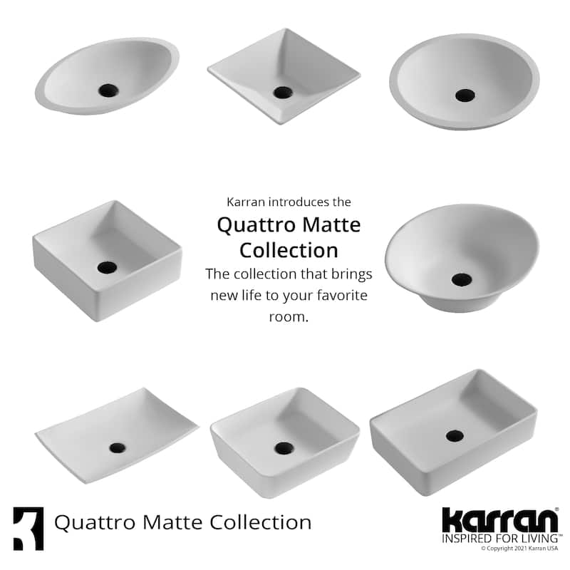 Karran Quattro Vibrant Matte White Acrylic 19 in. Round Bathroom Vessel Sink