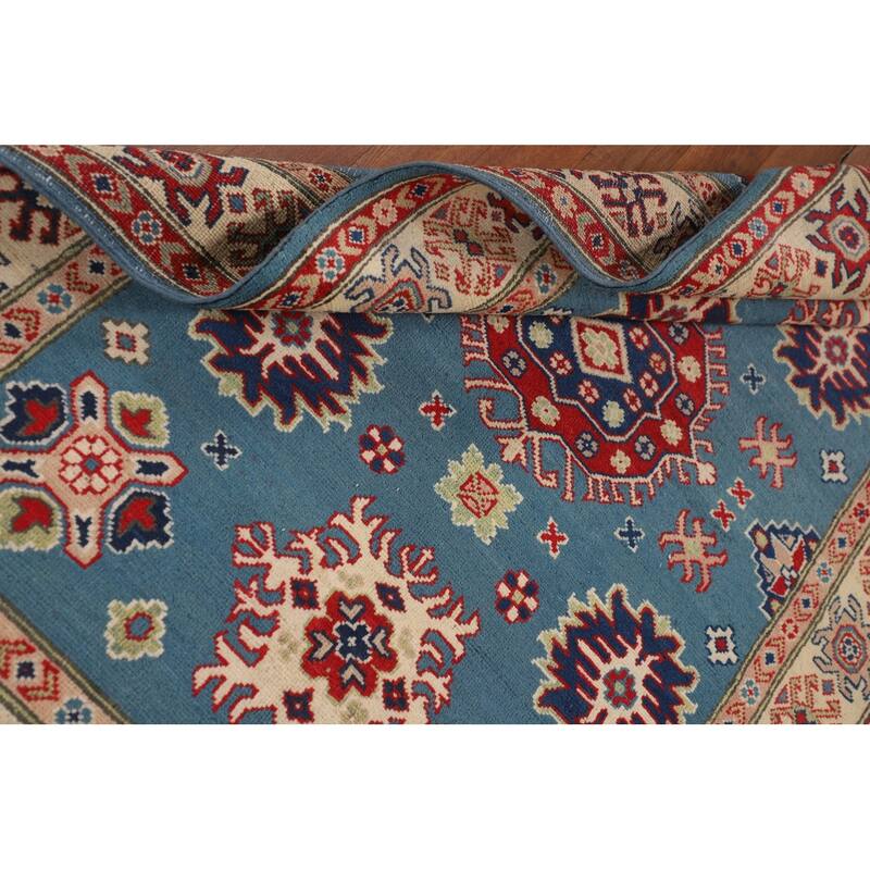 Light Blue Kazak Oriental Accent Rug Handmade Wool Carpet - 3'10" x 5'11"