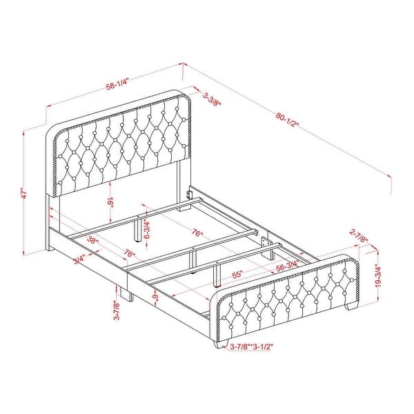 dimension image slide 2 of 3, Furniture of America Tilly Button Tufted Fabric Upholstered Bed
