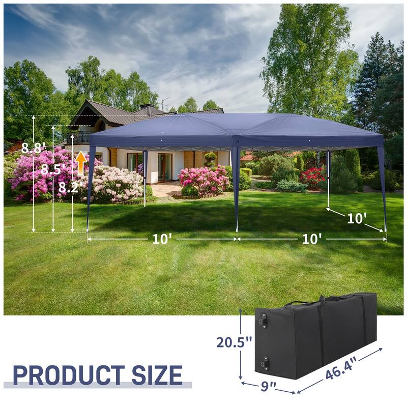 Large Waterproof Outdoor Event Tent 20x10 ft with Windows and Doors Heavy Duty Steel Frame Canopy for Parties Camping
