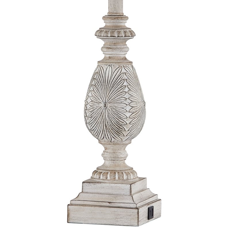 KAWOTI 26.25” Farmhouse Bedside Table Lamp with USB Ports(Set of 2) - W12" x H26.25"