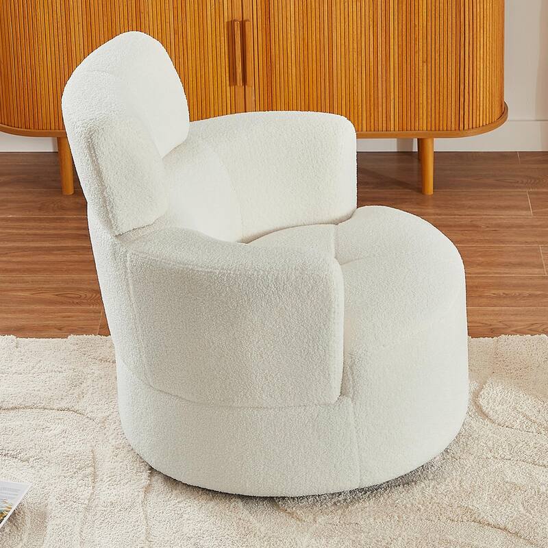 Swivel Chair Accent Chair Barrel Chair with Cushioned Seat, Round Sofa Chair with Adjustable Headrest