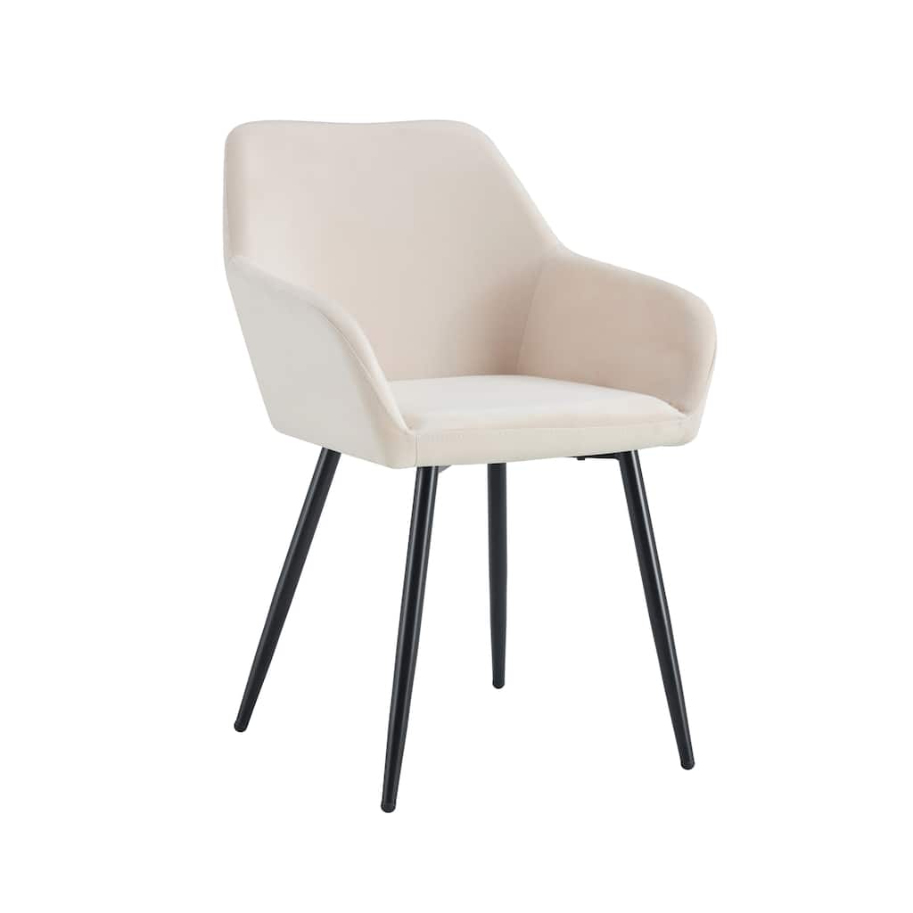 Modern 2 Piece Velvet Kitchen Dining Chairs with Cushions, Metal Legs, Backrest for Dining Room Kitchen Living Room Bedroom