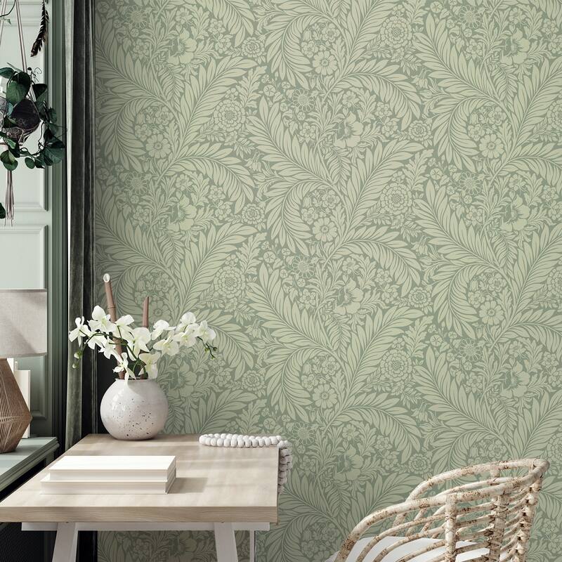 Belgravia Decor Florence Green Leaf Wallpaper